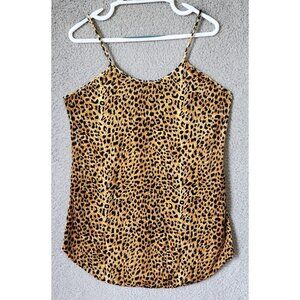 Vtg Yikes Y2K Women's Sleeveless Nightgown Velvet Leopard Animal‎ Print Tan Sz L